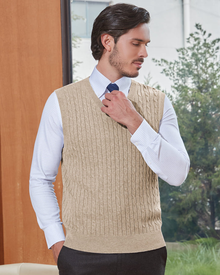 Wool Blend Cable-Knit Sweater Vest