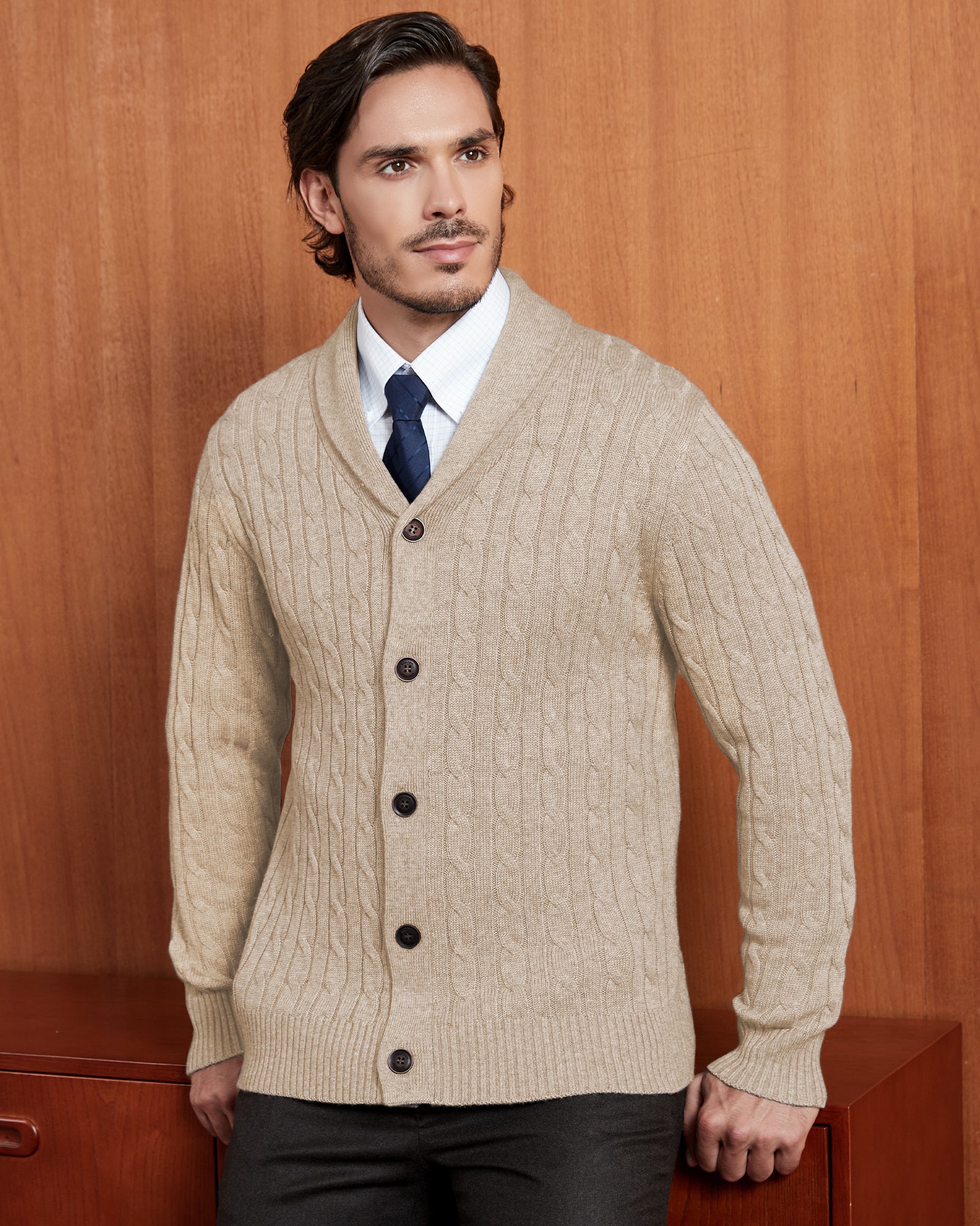 Kallspin Cabel-Knit Shawl-collar Cardigan - Premium Men's Clothing