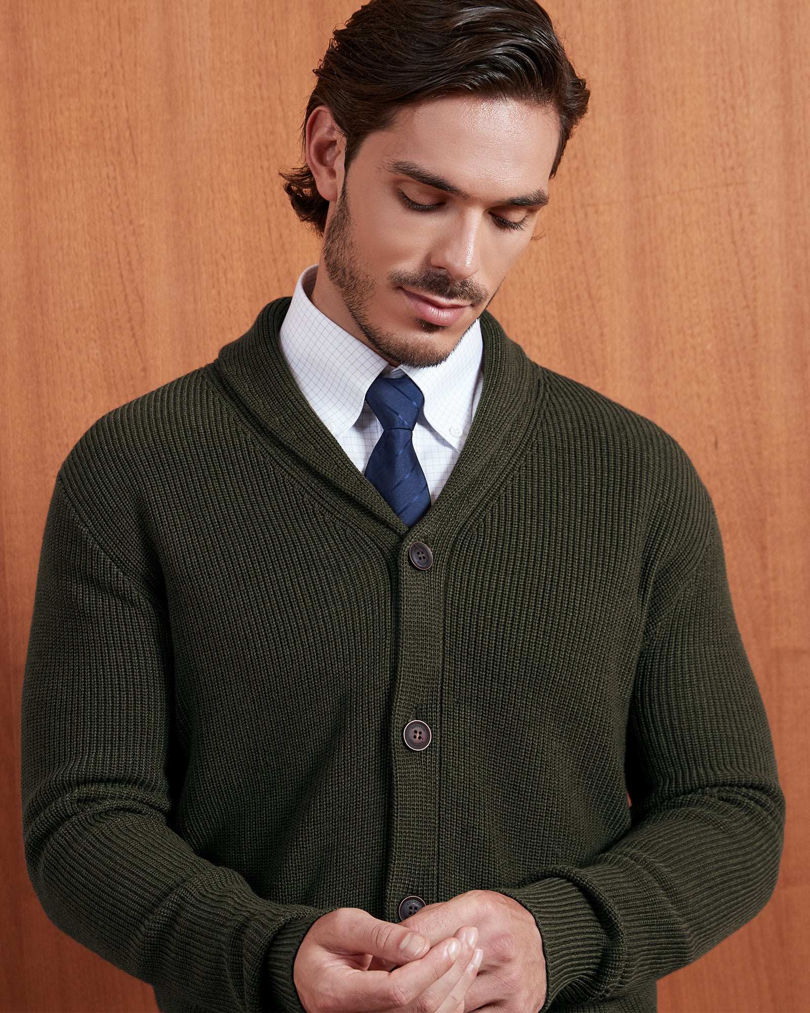 Kallspin Wool Blend Shawl-Collar Cardigan - Premium Men's Clothing