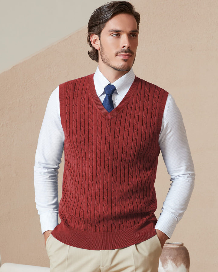 Wool Blend Cable-Knit Sweater Vest