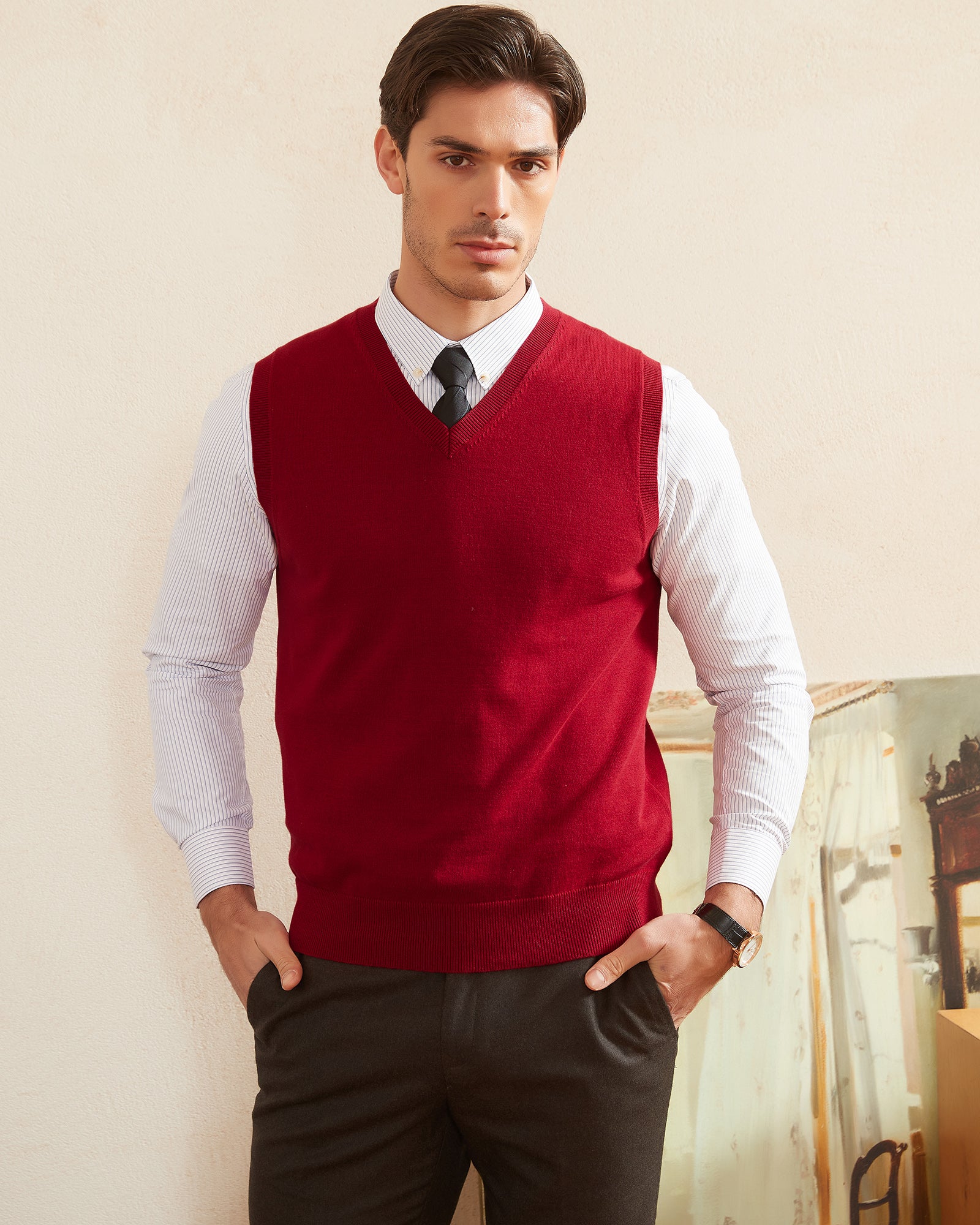 Kallspin Cotton V-neck Vest - Premium Men's Clothing
