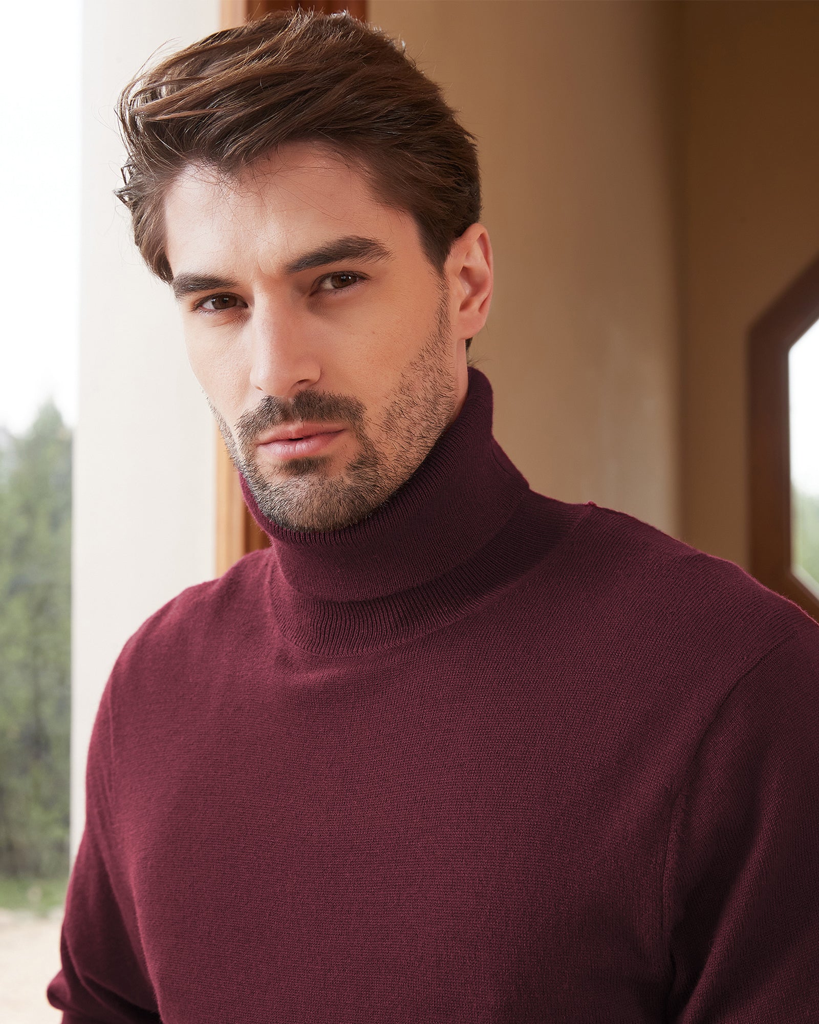 Kallspin Wool Blend Lightweight Turtleneck Pullover - Premium Men's Clothing