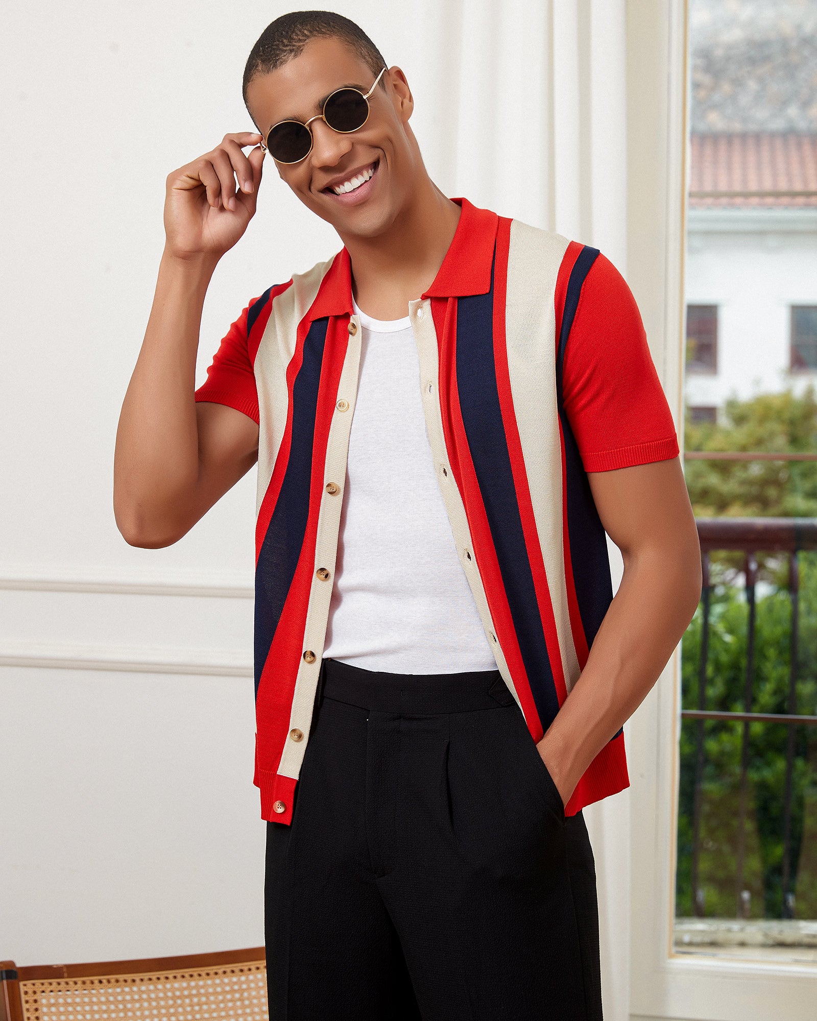 Men's Vintage Knit Polo Shirt | KALLSPIN