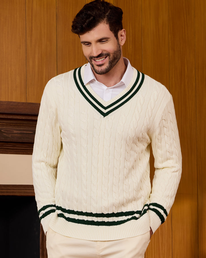 Cotton Retro Cable-Knit Pullover