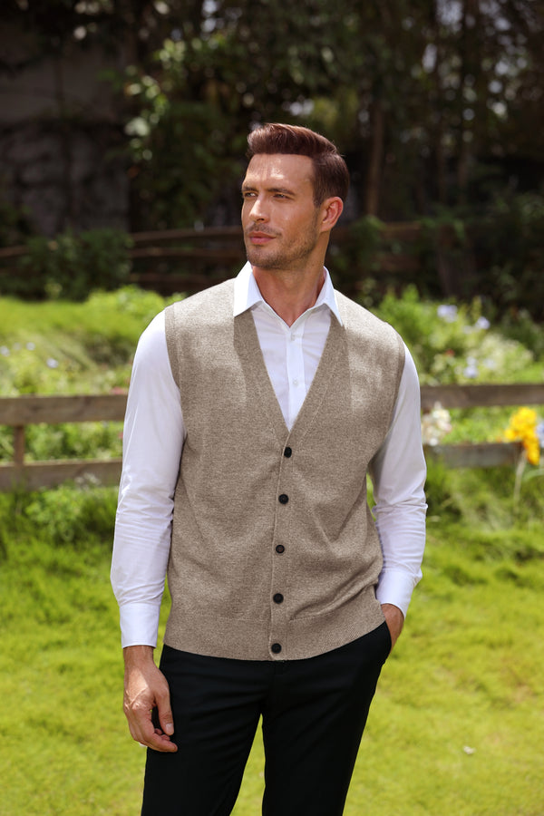 Wool Blend Cable-Knit Cardigan Vest - kallspinstore