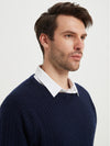 Wool Blend Cable-Knit Crewneck Pullover